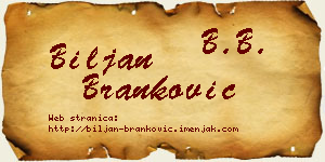 Biljan Branković vizit kartica